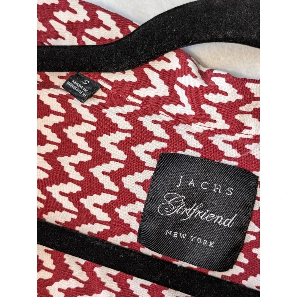 Jachs‎ Girlfriend Women's Short Sleeve Blouse Red White Chevron Design Small